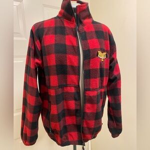Sierra Pacific black/red checkered poly fleece full zipper unlined shacket Small